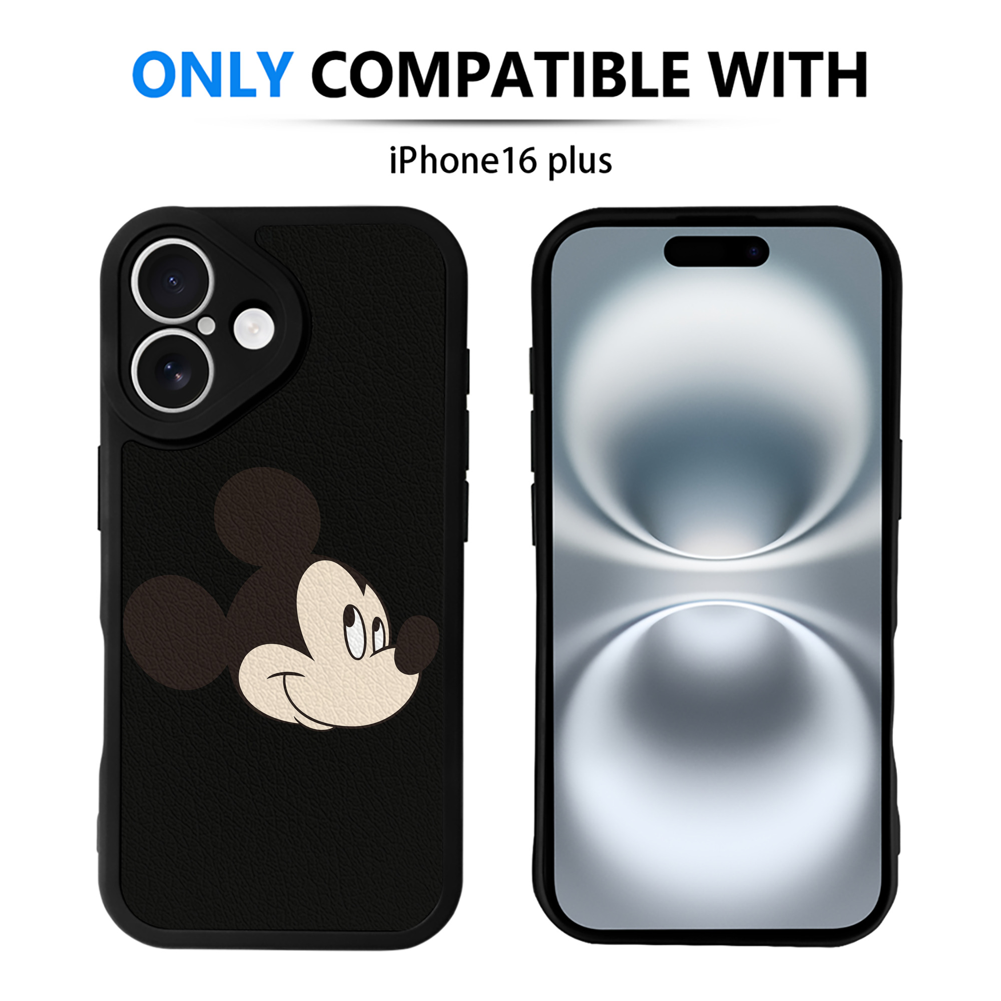 （画像用） ミッキーマウス Mickey Mouse 【iPhone 16シリーズ対応】シリコンスマホケース（レザー調） 材質：シリコン